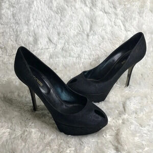SERGIO ROSSI Black Cachet Platform Peep-Toe Pumps